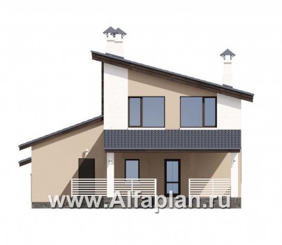 Проекты домов Альфаплан - «Западный бриз» - рациональный дом с удобным планом - превью фасада №4
