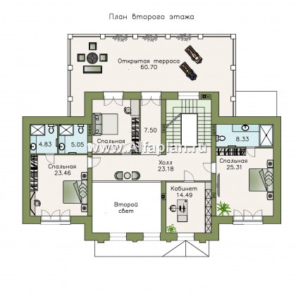 Проекты домов Альфаплан - «Богема» — эксклюзивное классическое поместье с бассейном - превью плана проекта №2