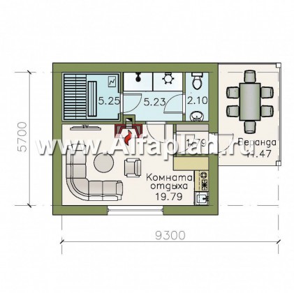 Проекты домов Альфаплан - Комфортабельная баня  с верандой - превью плана проекта №1