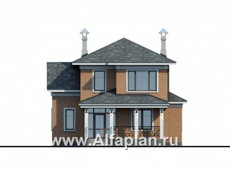 Проекты домов Альфаплан - «Портал» - двухэтажный классический коттедж - превью фасада №1