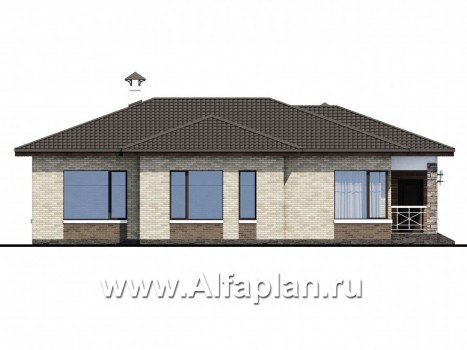 Проекты домов Альфаплан - «Грация» - современный компактный одноэтажный коттедж с террасой - превью фасада №3
