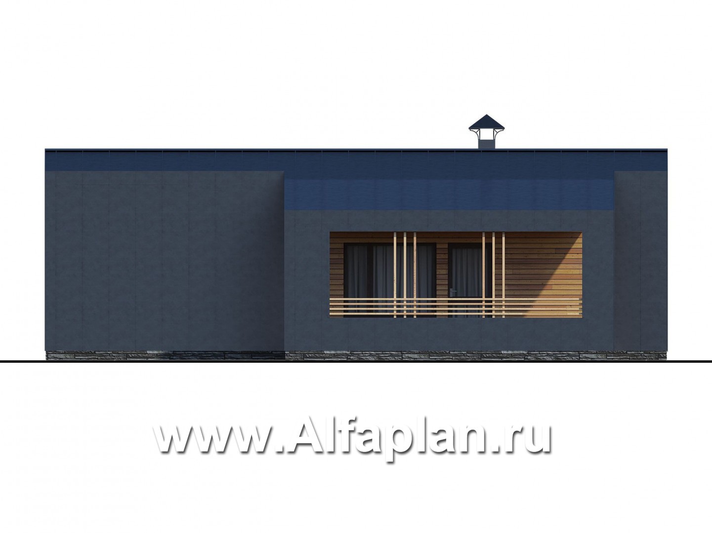 Проекты домов Альфаплан - «Каппа» - небольшой одноэтажный коттедж с террасой - изображение фасада №3