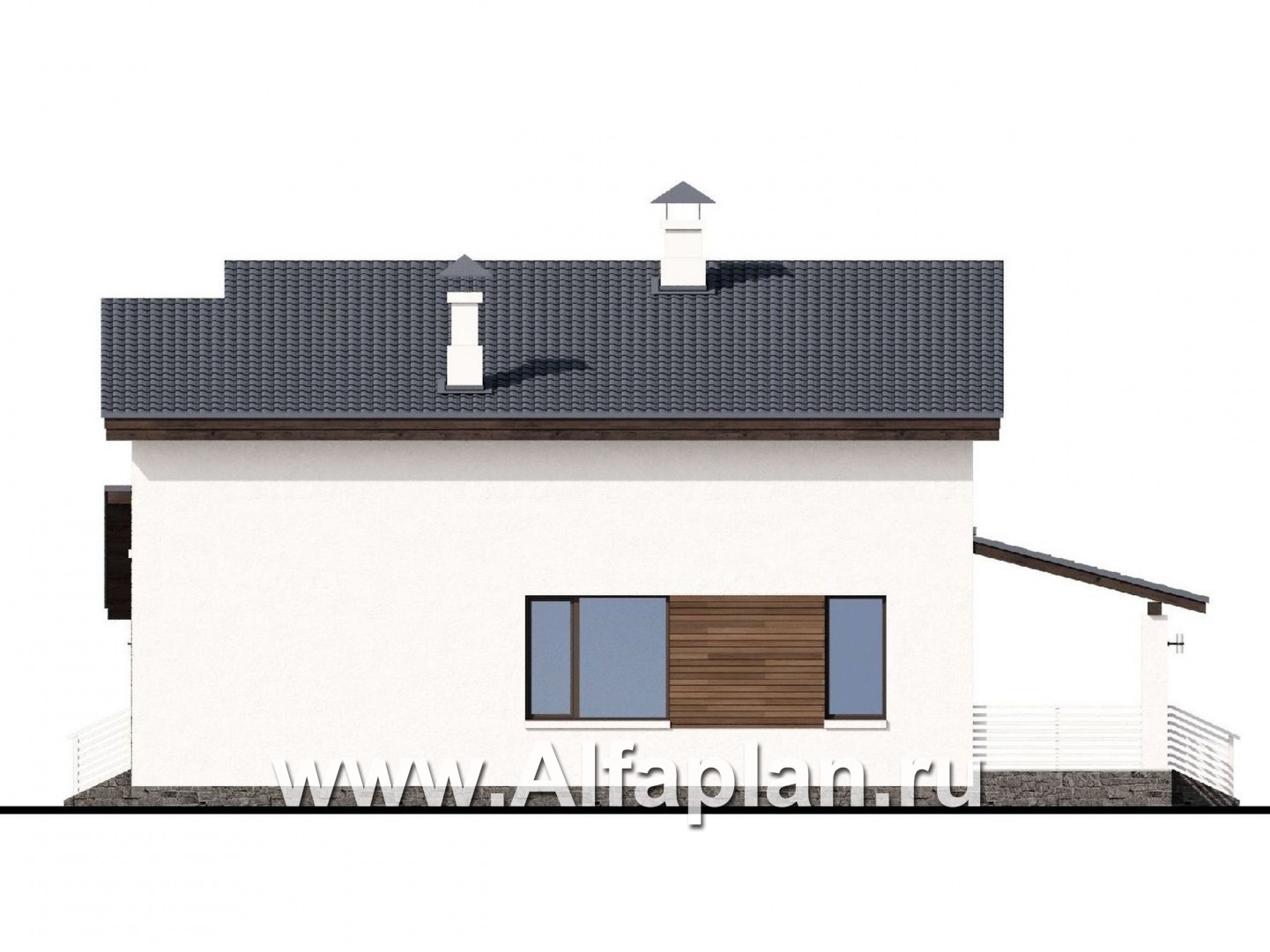 Проекты домов Альфаплан - «Западный бриз» - рациональный дом с удобным планом - изображение фасада №2