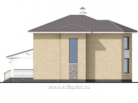 «Благополучие» - проект двухэтажного дома, с открытой планировкой, с эркером и с террасой - превью фасада дома