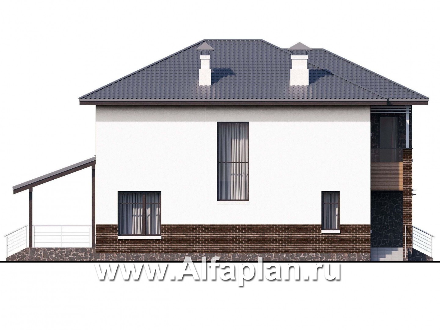 Проекты домов Альфаплан - «Ирида» - стильный современный дом - изображение фасада №3