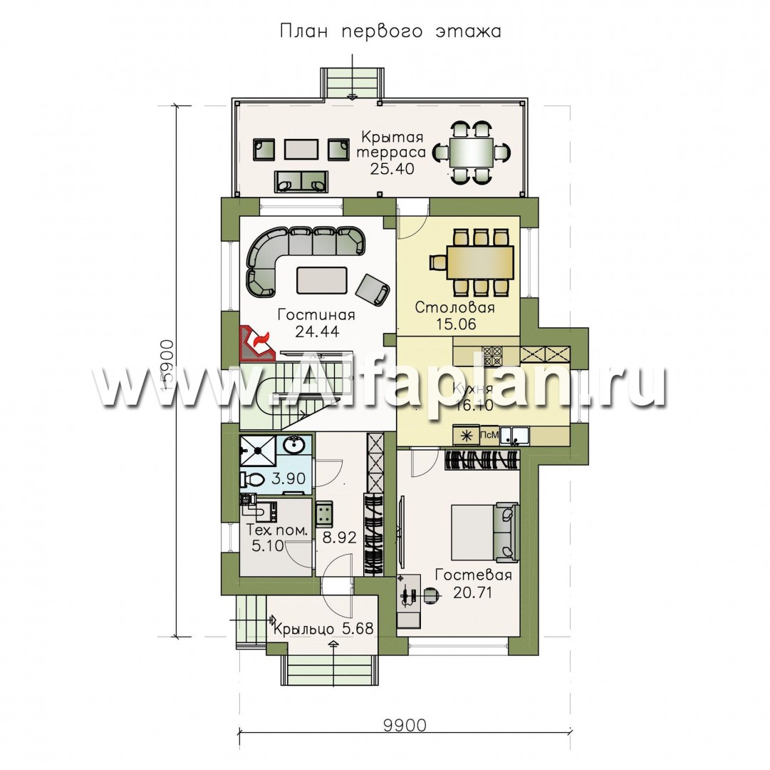 Проекты домов Альфаплан - «Вишера» - стильный дом с оптимальной планировкой - изображение плана проекта №1
